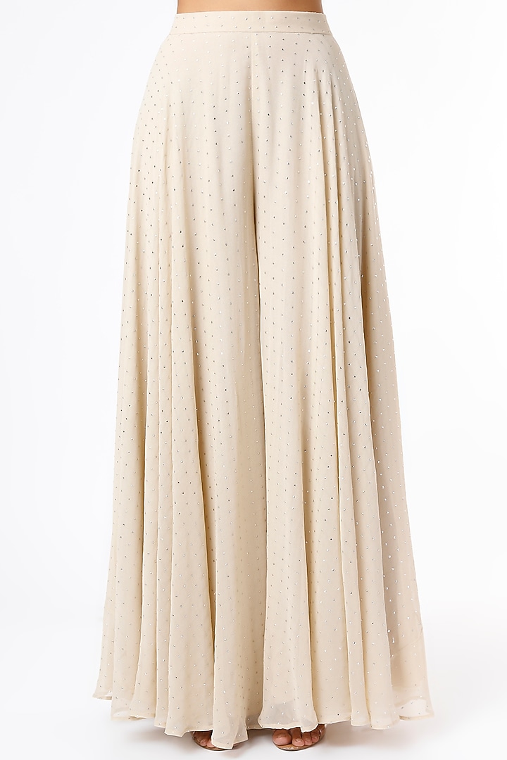 Beige Foil Georgette Wedding Sharara Set by Maison Blu at Pernia's Pop Up Shop