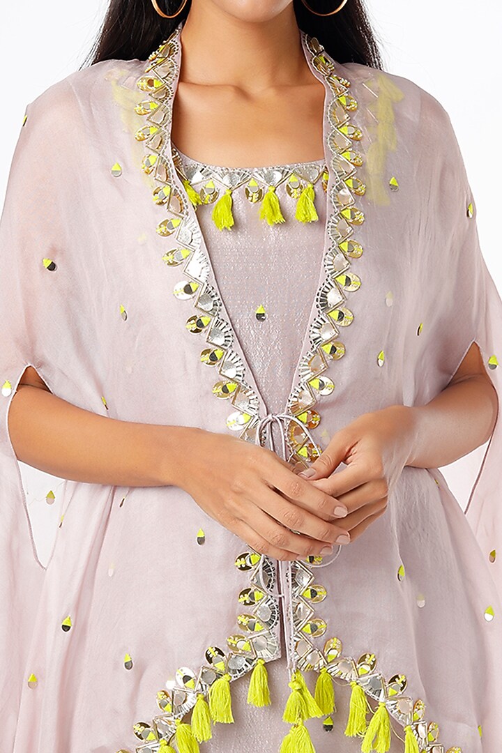 Mauve Embroidered Cape Set by Maison Blu at Pernia's Pop Up Shop