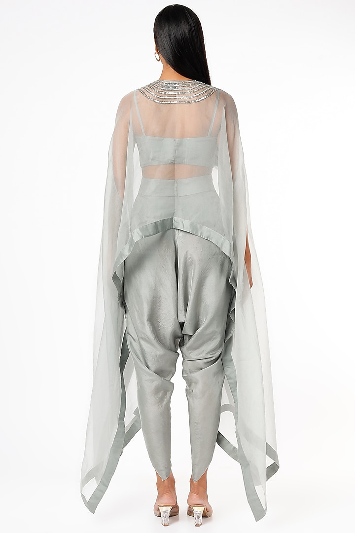 Grey Embroidered Cape Set by Maison Blu at Pernia's Pop Up Shop