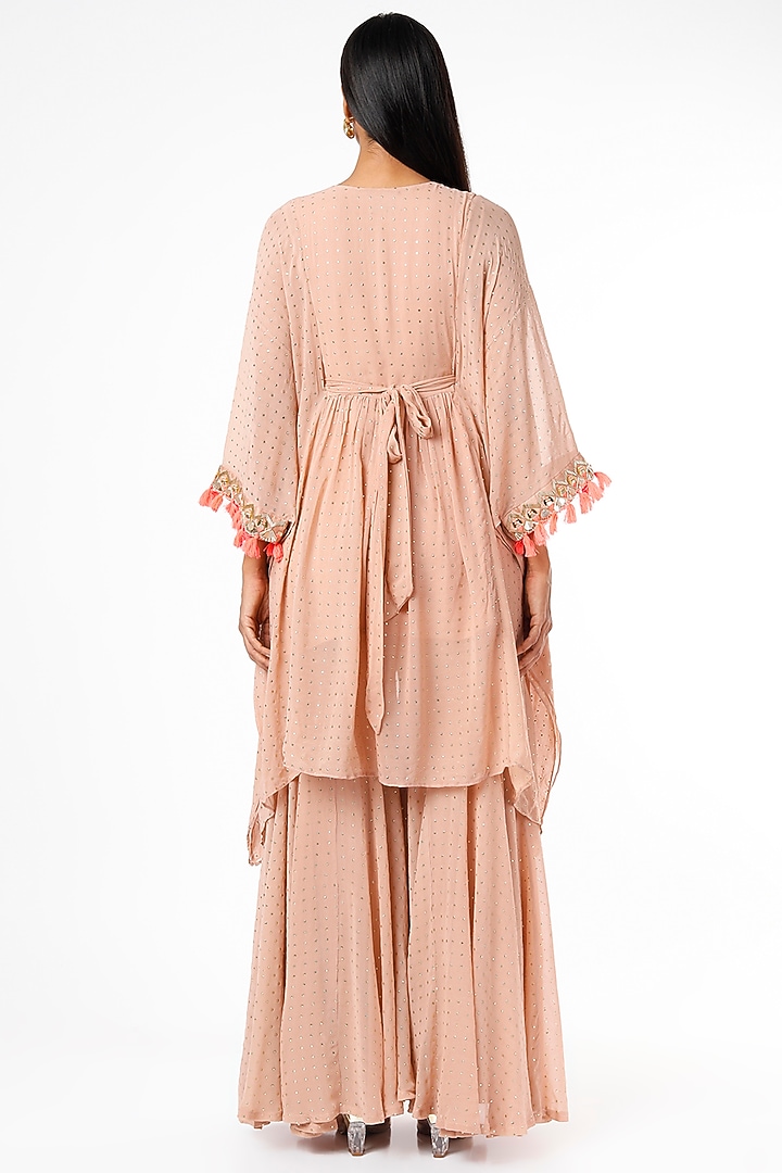 Peach Foil Georgette Kaftan Set by Maison Blu at Pernia's Pop Up Shop