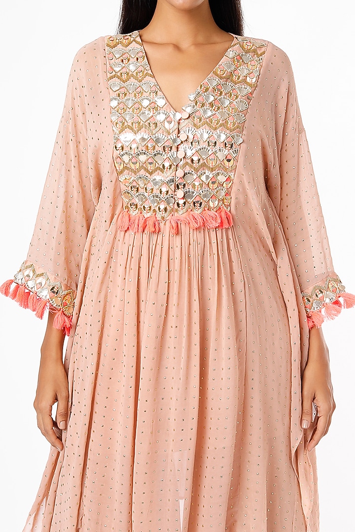 Peach Foil Georgette Kaftan Set by Maison Blu at Pernia's Pop Up Shop