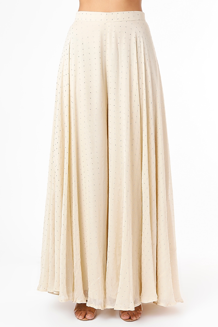 Beige Foil Georgette Wedding Sharara Set by Maison Blu at Pernia's Pop Up Shop