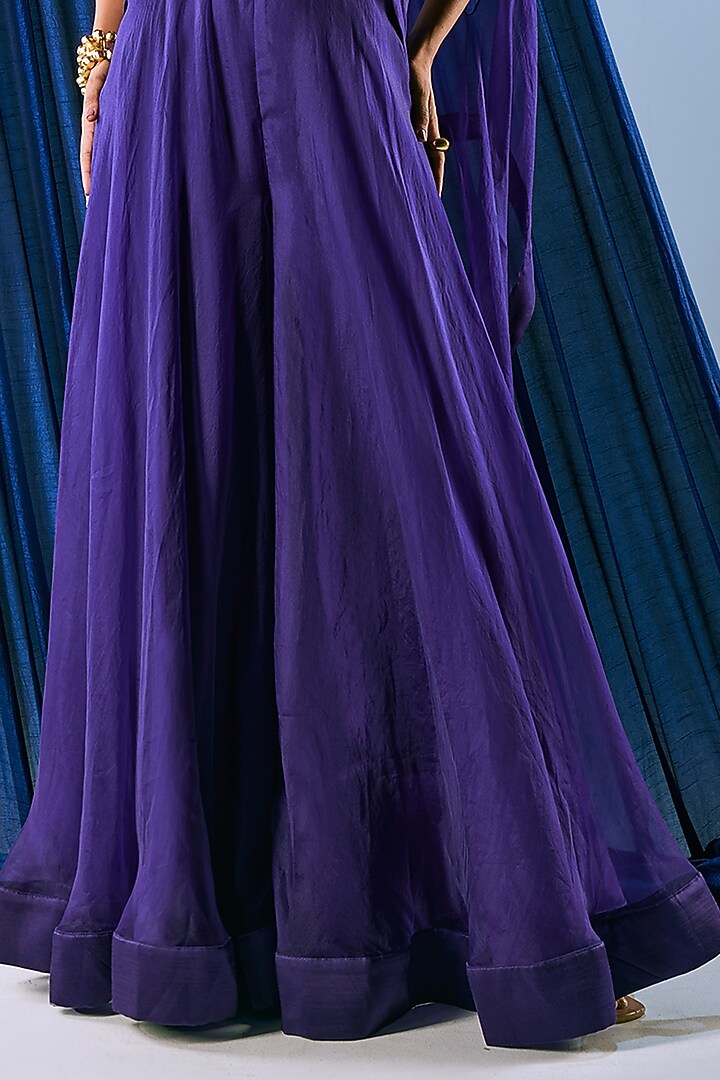 Purple Organza & Art Silk Wedding Sharara Set by Maison Blu at Pernia's Pop Up Shop