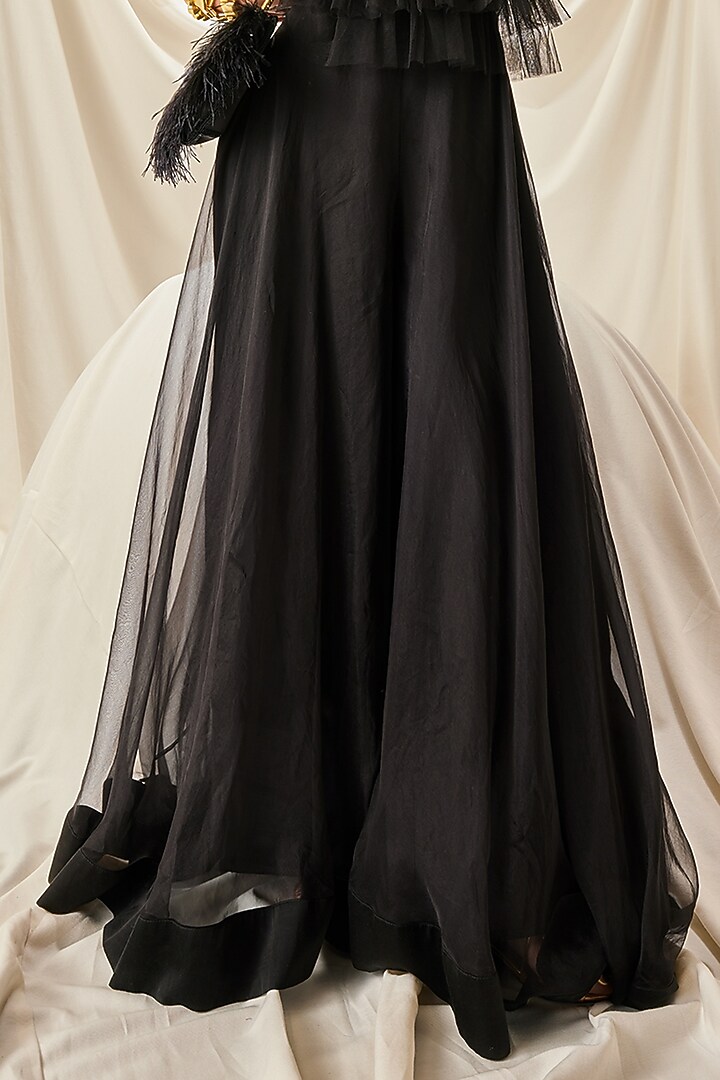 Black Net & Organza Wedding Sharara Set by Maison Blu at Pernia's Pop Up Shop