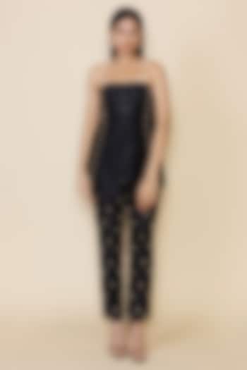 Black Silk Studded Pant Set by Maison Blu at Pernia's Pop Up Shop