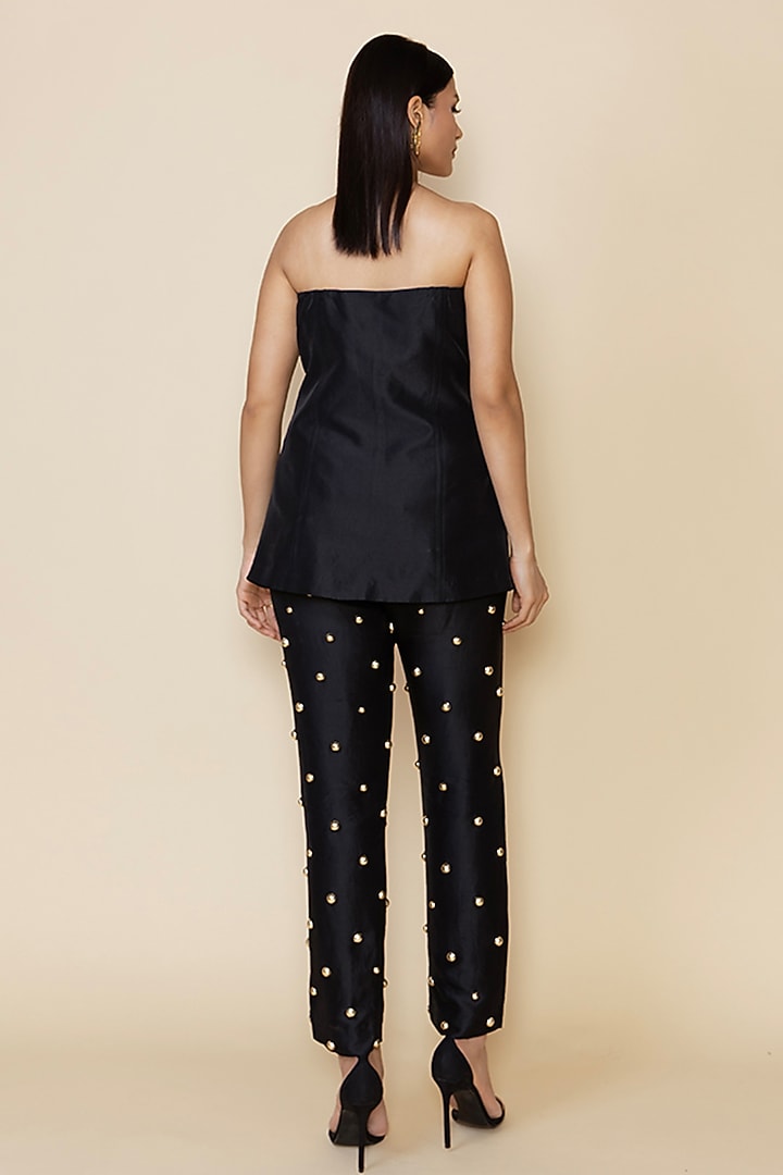Black Silk Studded Pant Set by Maison Blu at Pernia's Pop Up Shop