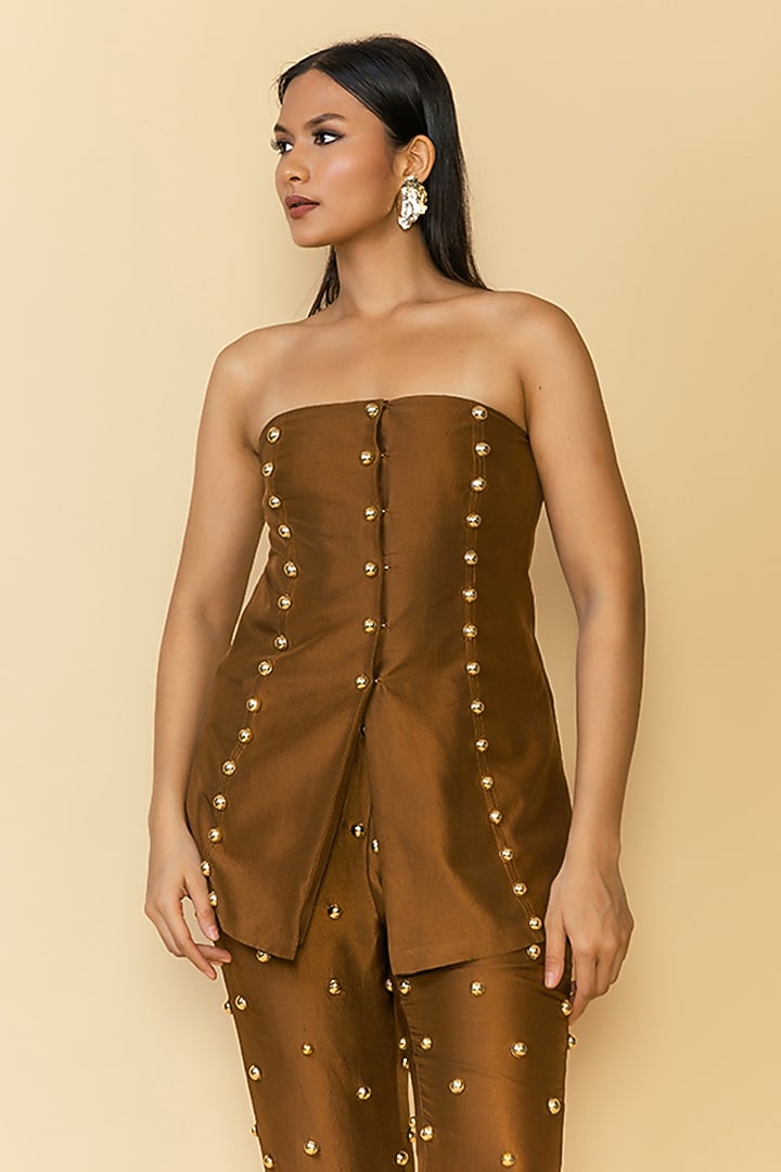 Chrome Silk Studded Pant Set by Maison Blu at Pernia's Pop Up Shop