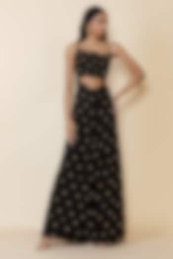 Black Silk Studded Cut-Out Jumpsuit by Maison Blu at Pernia's Pop Up Shop