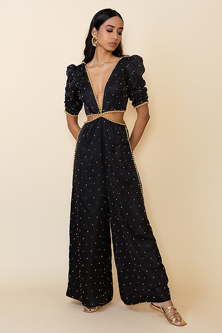 Black Silk Jumpsuit by Maison Blu at Pernia's Pop Up Shop