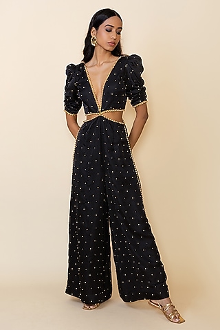 Black Silk Jumpsuit by Maison Blu