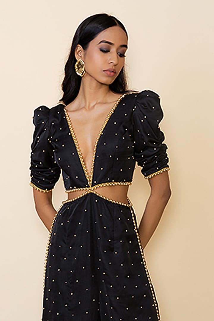 Black Silk Jumpsuit by Maison Blu at Pernia's Pop Up Shop