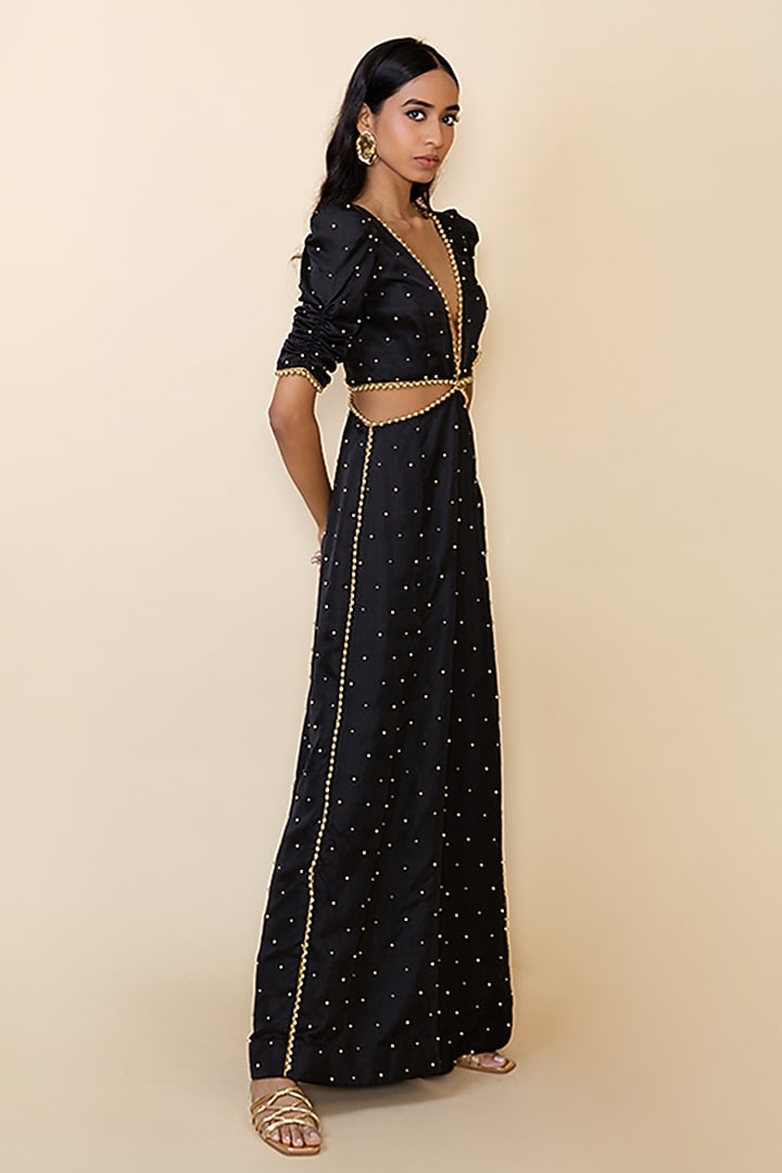 Black Silk Jumpsuit by Maison Blu at Pernia's Pop Up Shop