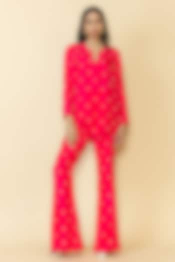 Watermelon Silk Studded Kurta Set by Maison Blu at Pernia's Pop Up Shop