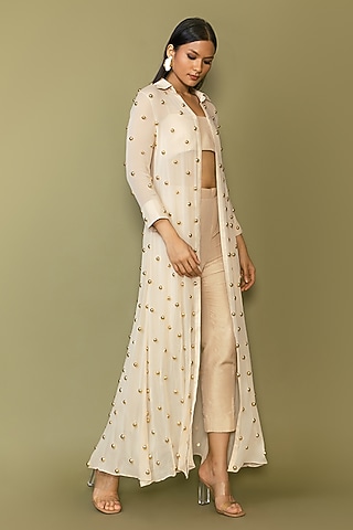Sage Green Georgette Jacket Set by Maison Blu