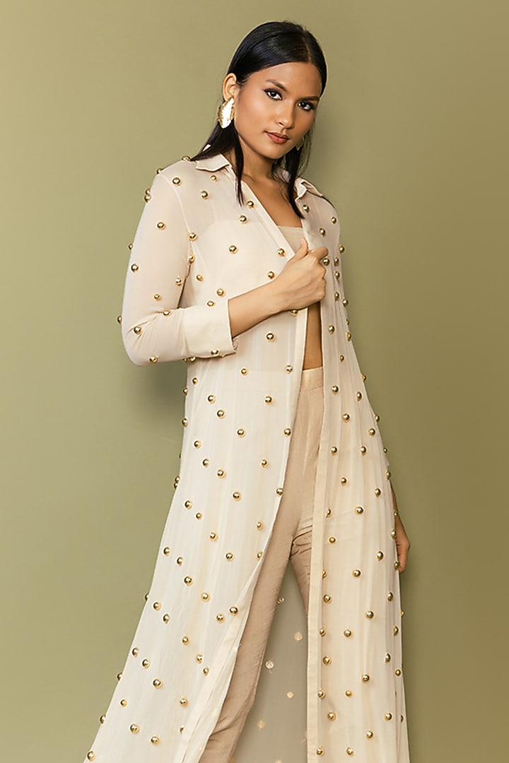 Sage Green Georgette Jacket Set by Maison Blu at Pernia's Pop Up Shop