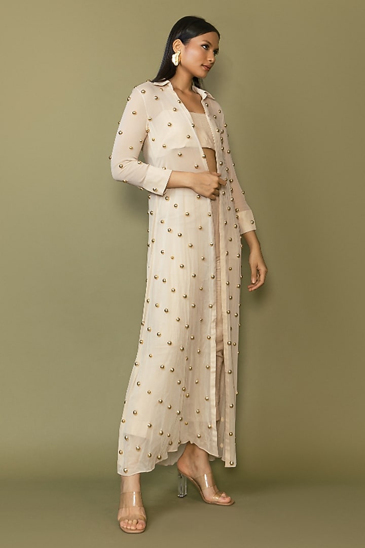 Sage Green Georgette Jacket Set by Maison Blu at Pernia's Pop Up Shop
