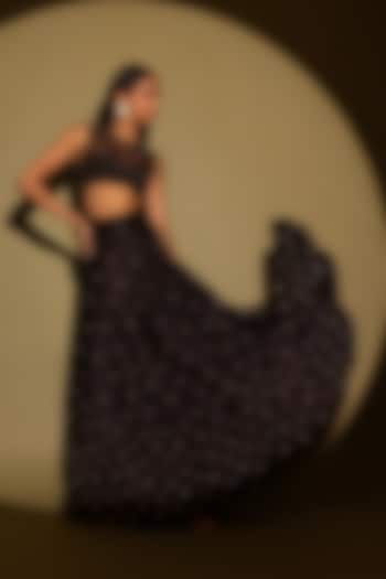 Black Silk Studded Wedding Lehenga Set by Maison Blu at Pernia's Pop Up Shop