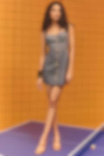 Grey Denim Mini Corset Vacation Dress by Maison Blu at Pernia's Pop Up Shop