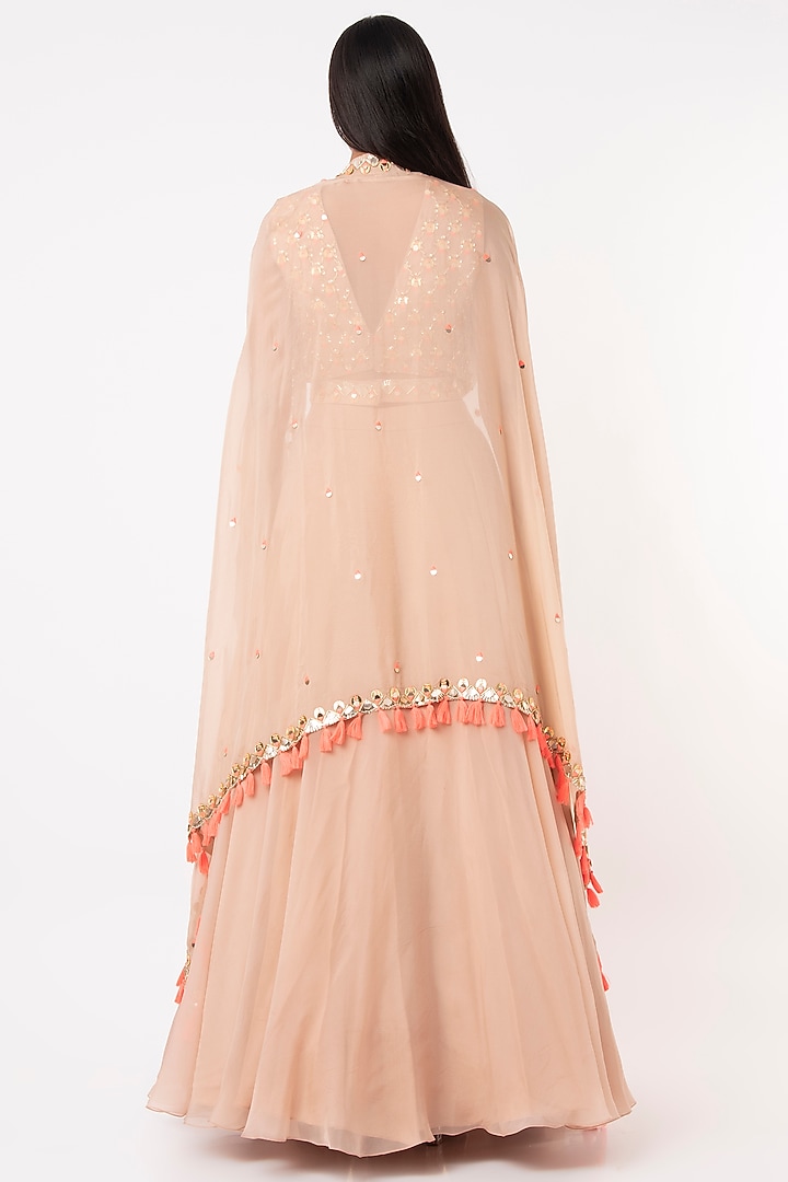 Peach Tasselled Cape Set by Maison Blu at Pernia's Pop Up Shop