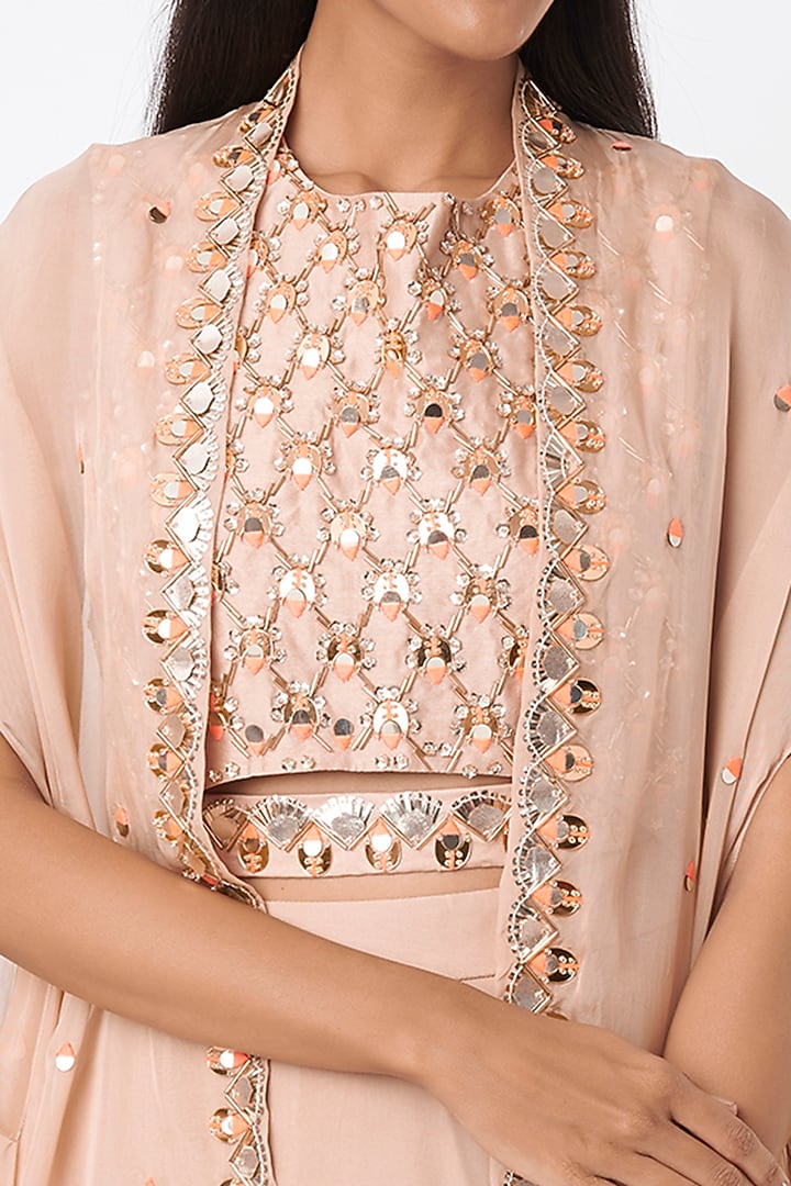 Peach Tasselled Cape Set by Maison Blu at Pernia's Pop Up Shop