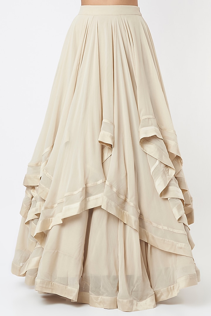 Beige Tasselled Cape Set by Maison Blu at Pernia's Pop Up Shop