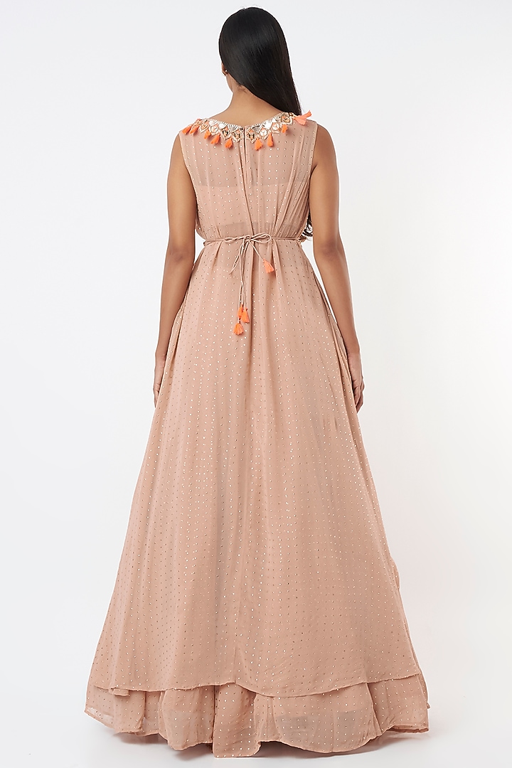 Peach Foil Georgette Cape Set by Maison Blu at Pernia's Pop Up Shop
