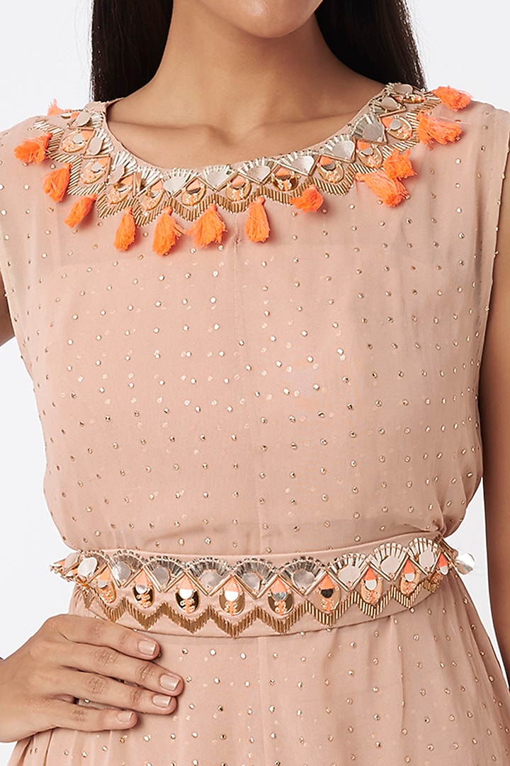 Peach Foil Georgette Cape Set by Maison Blu at Pernia's Pop Up Shop