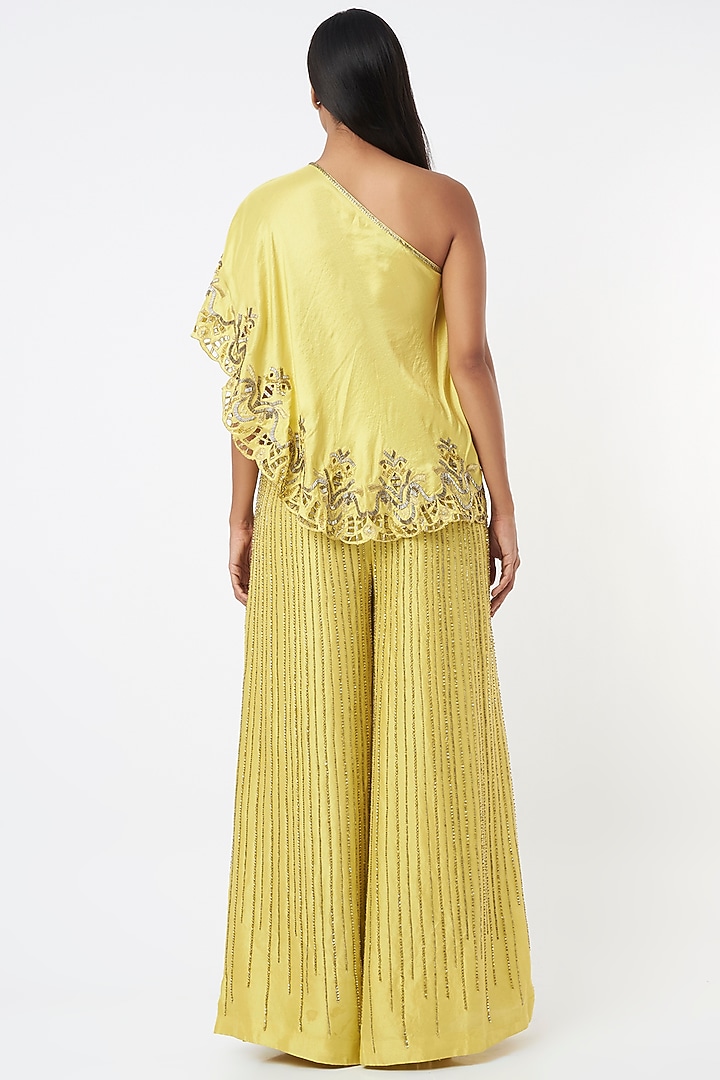 Yellow Cutwork Cape Set by Maison Blu at Pernia's Pop Up Shop