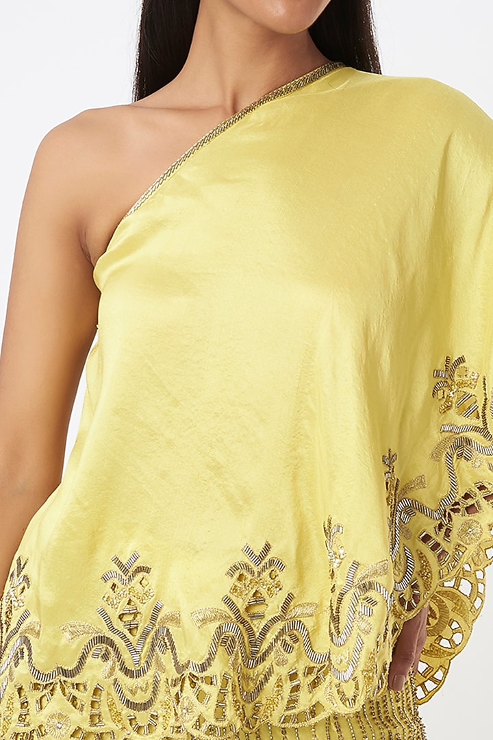 Yellow Cutwork Cape Set by Maison Blu at Pernia's Pop Up Shop