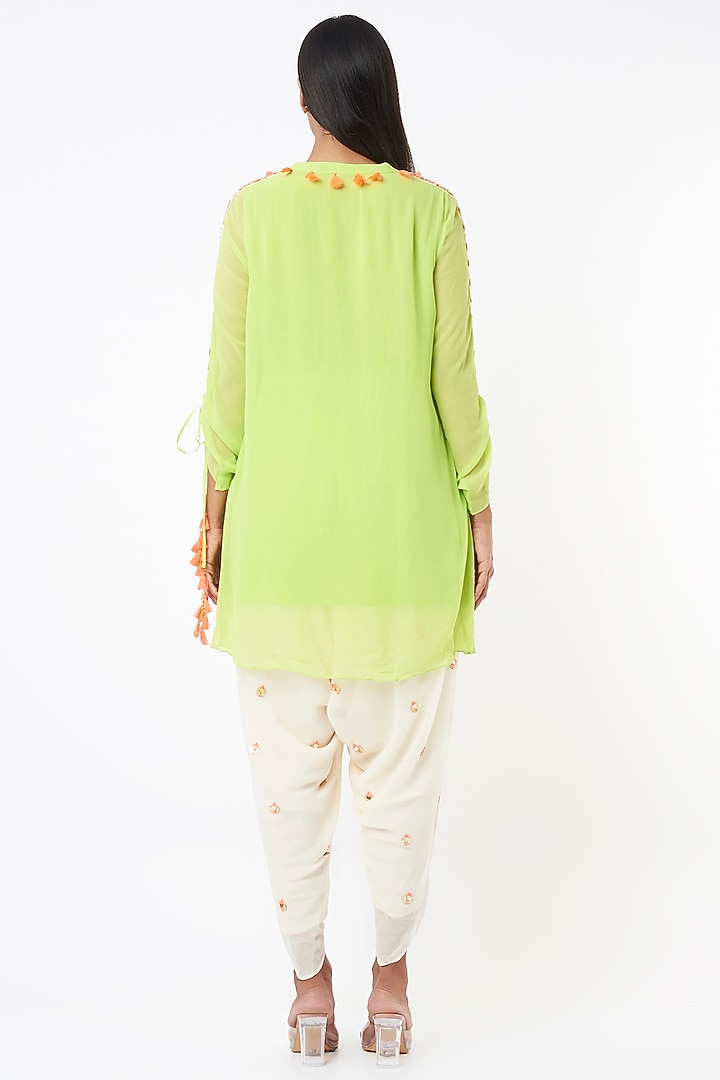 Lime Tasselled Kurta Set by Maison Blu at Pernia's Pop Up Shop