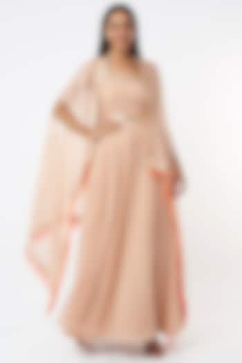 Peach Georgette Gown by Maison Blu at Pernia's Pop Up Shop