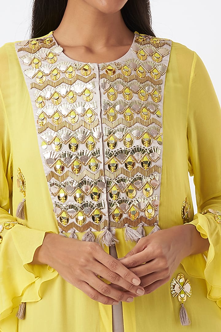 Yellow Tasseled Jacket Cocktail Dress by Maison Blu at Pernia's Pop Up Shop