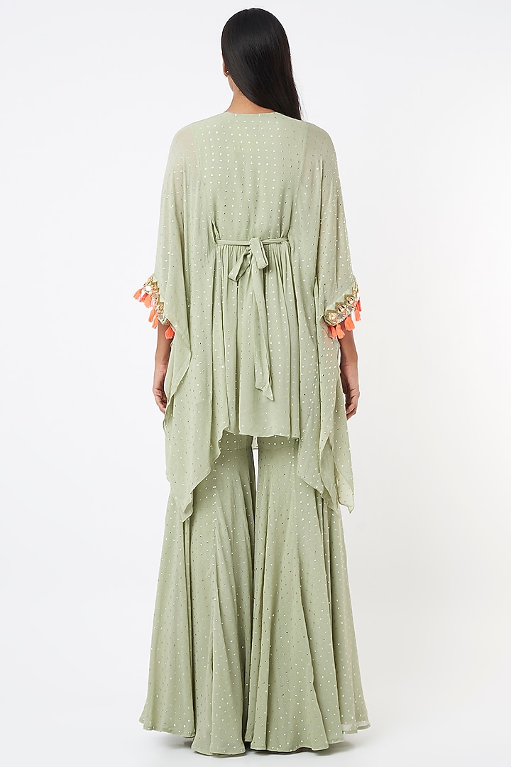 Dusty Green Tasselled Kaftan Set by Maison Blu at Pernia's Pop Up Shop