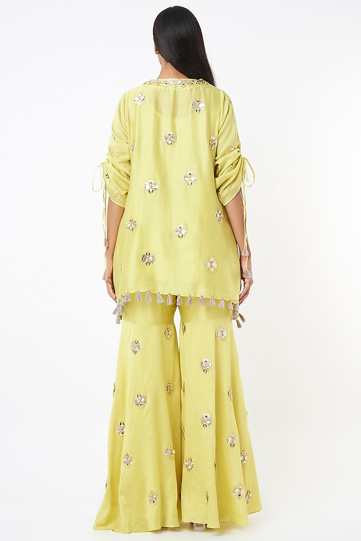 Yellow Wedding Sharara Set With Butti Work by Maison Blu at Pernia's Pop Up Shop