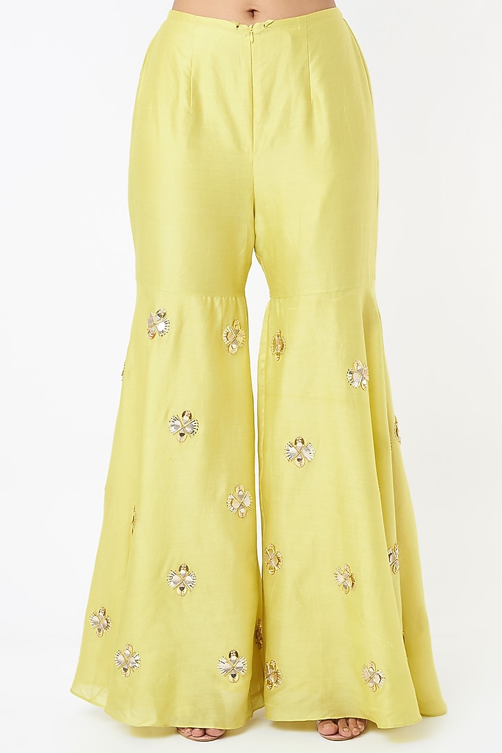 Yellow Wedding Sharara Set With Butti Work by Maison Blu at Pernia's Pop Up Shop