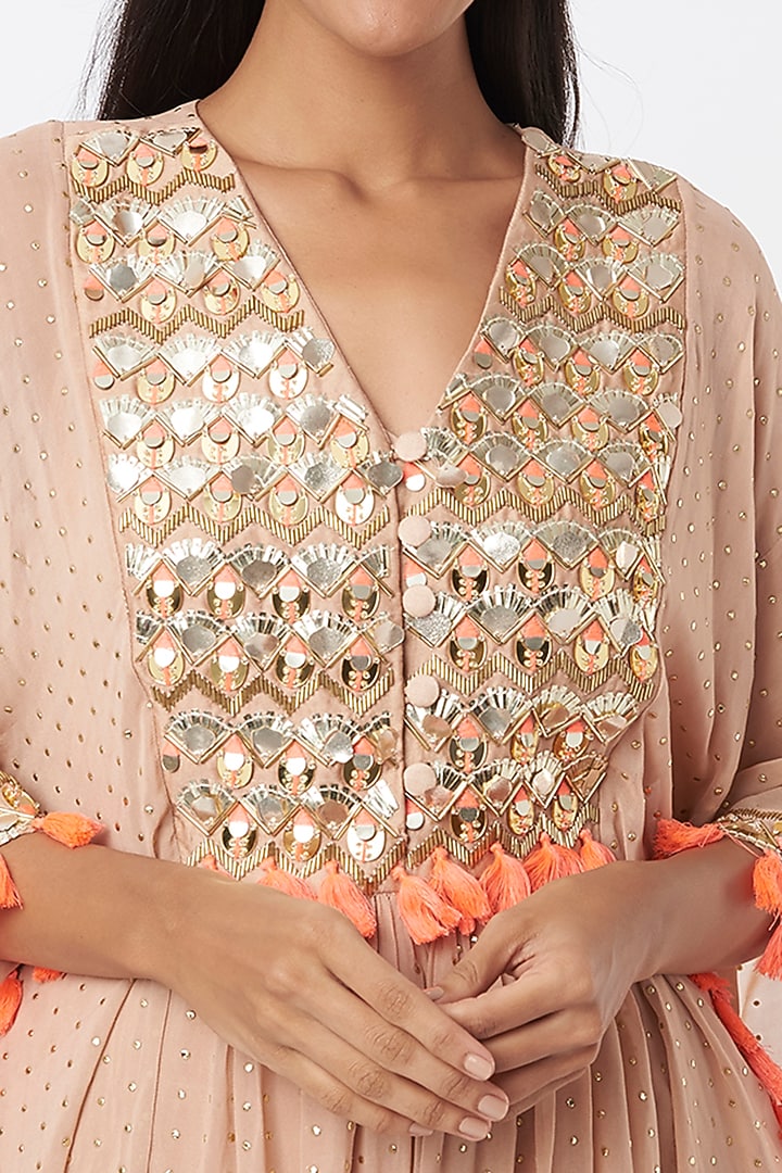 Peach Tasseled Kaftan Set by Maison Blu at Pernia's Pop Up Shop