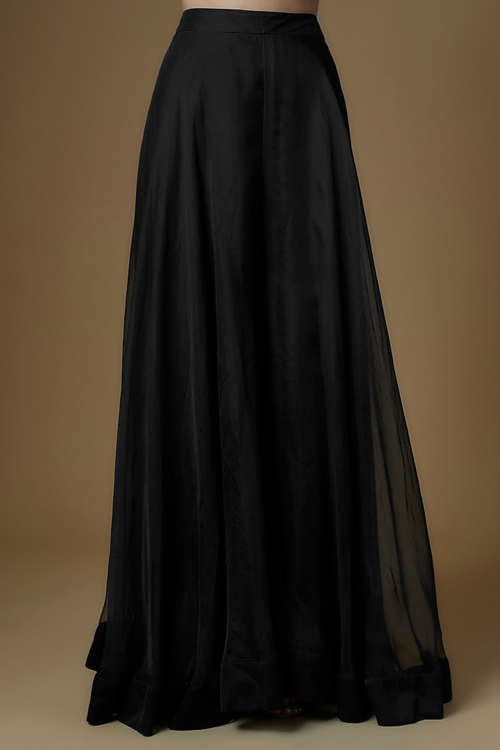 Black Organza Embroidered Cape Set by Maison Blu at Pernia's Pop Up Shop