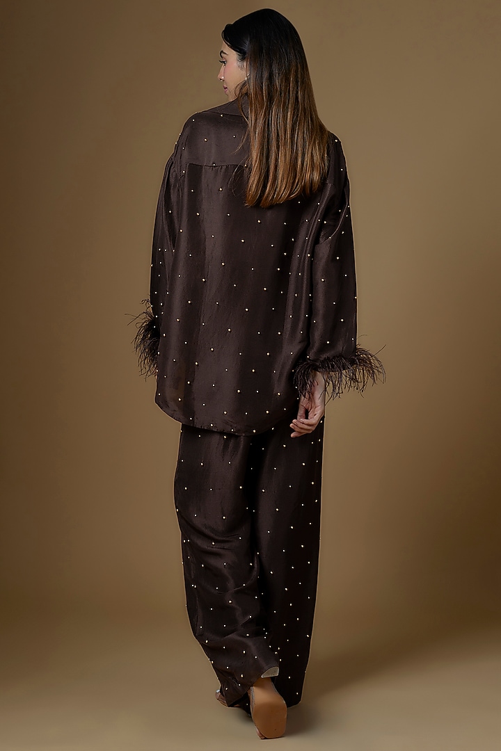 Brown Dupion Silk Co-Ord Set by Maison Blu at Pernia's Pop Up Shop