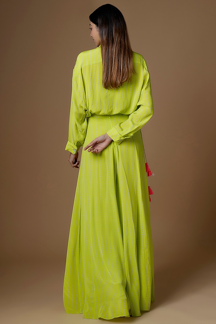 Neon Green Crepe Wedding Sharara Set by Maison Blu at Pernia's Pop Up Shop