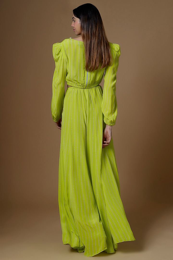 Neon Green Crepe Jumpsuit by Maison Blu at Pernia's Pop Up Shop