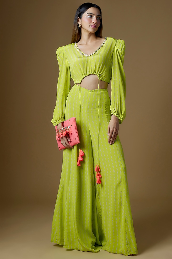 Neon Green Crepe Jumpsuit by Maison Blu at Pernia's Pop Up Shop