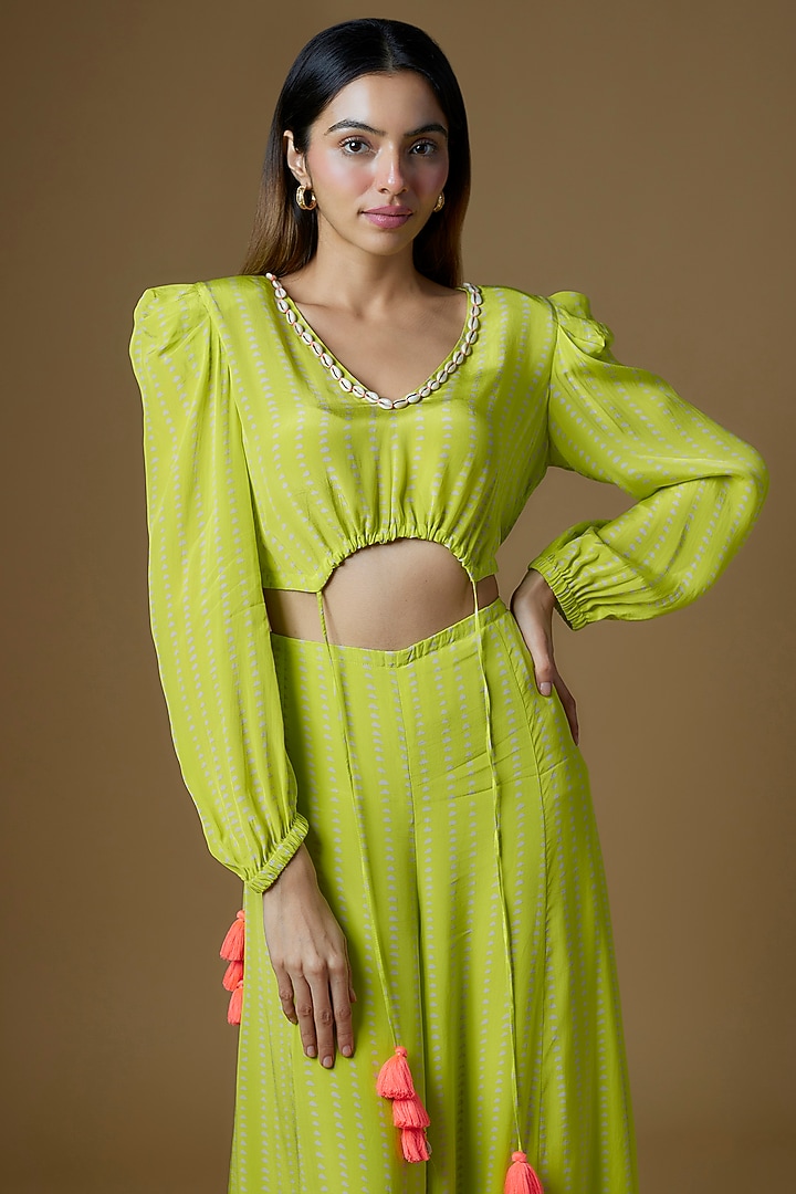 Neon Green Crepe Jumpsuit by Maison Blu at Pernia's Pop Up Shop