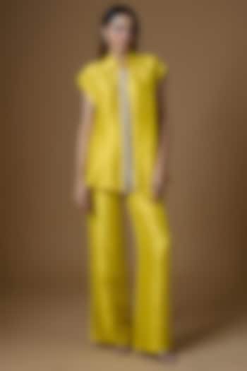 Yellow Dupion Silk Co-Ord Set by Maison Blu