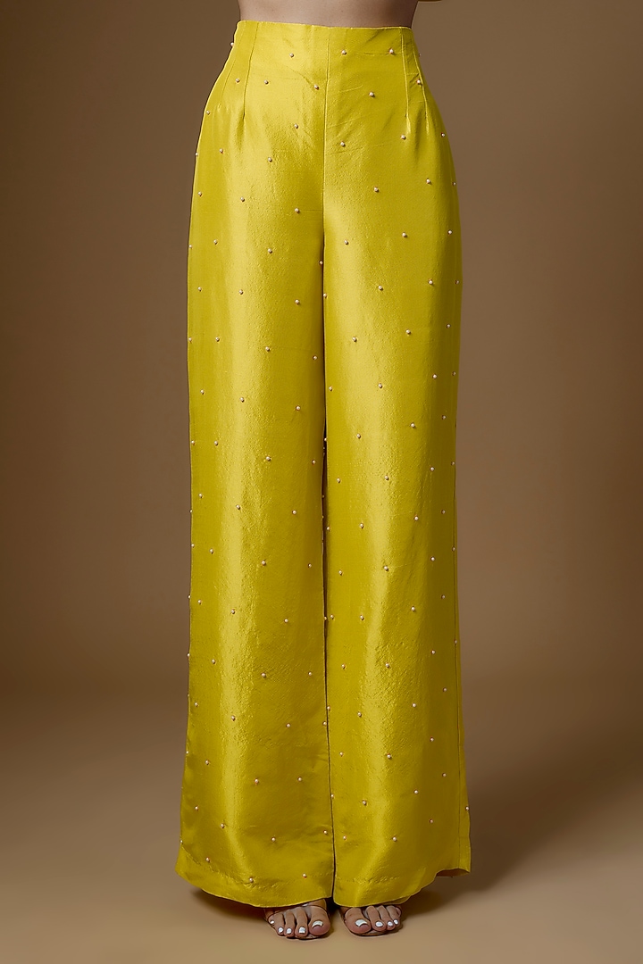 Yellow Dupion Silk Co-Ord Set by Maison Blu at Pernia's Pop Up Shop