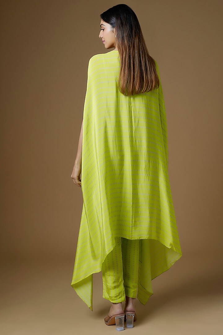 Neon Green Crepe Cape Set by Maison Blu at Pernia's Pop Up Shop