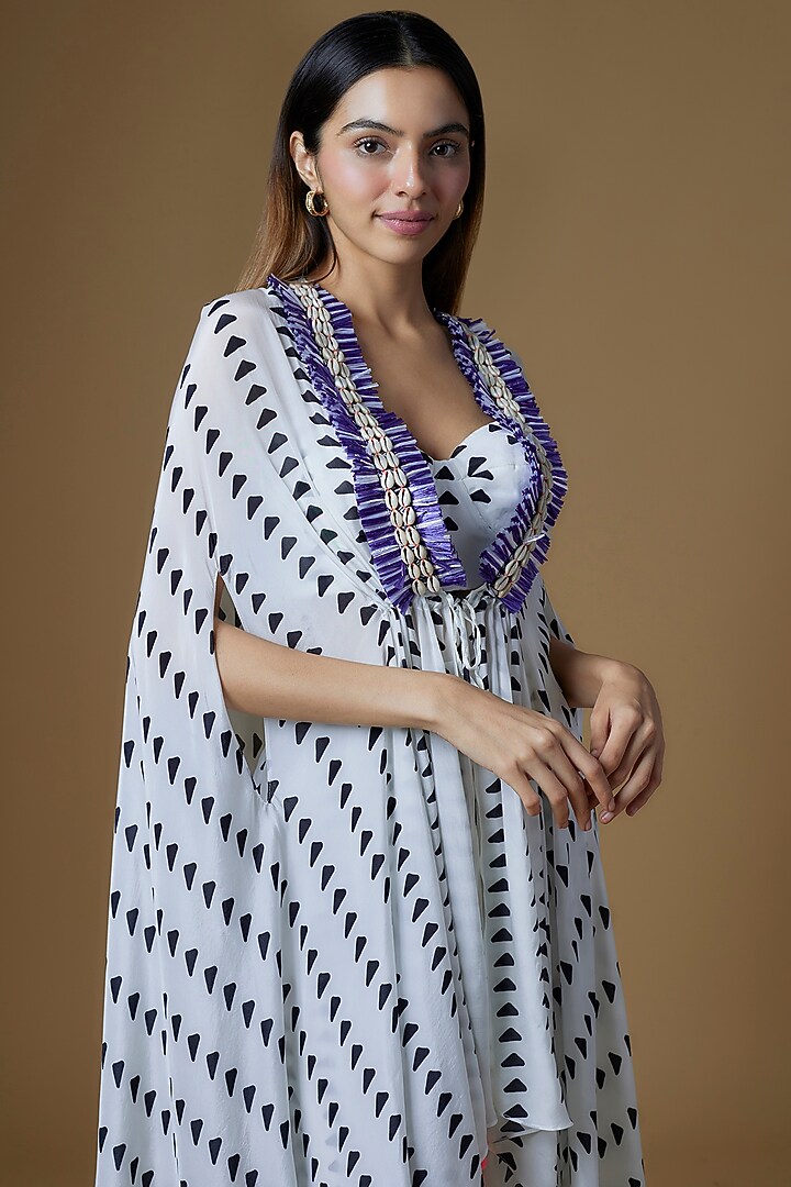 White Crepe Cape Set by Maison Blu at Pernia's Pop Up Shop