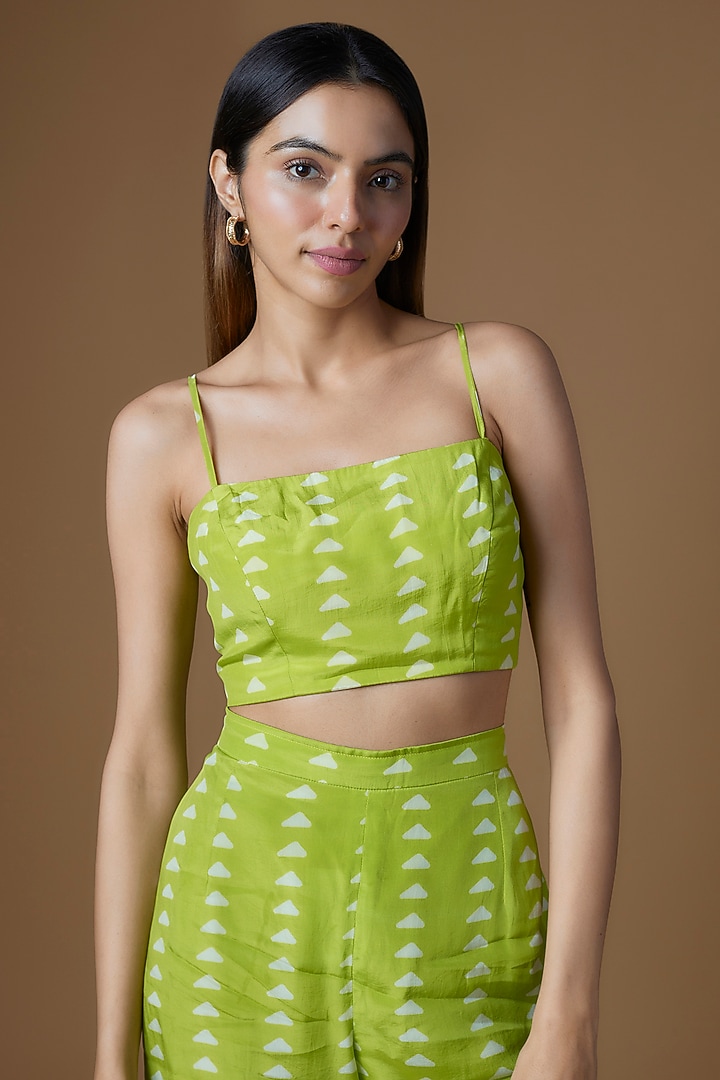 Neon Green Crepe Cape Set by Maison Blu at Pernia's Pop Up Shop
