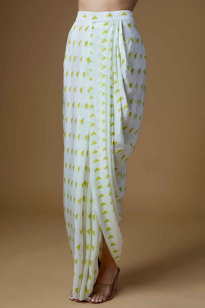 White Crepe Draped Skirt Set by Maison Blu at Pernia's Pop Up Shop