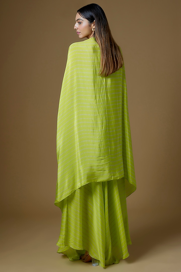 Neon Green Crepe Cape Set by Maison Blu at Pernia's Pop Up Shop