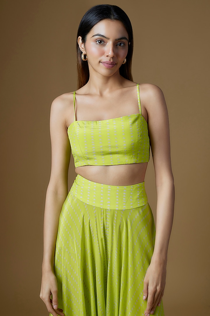 Neon Green Crepe Cape Set by Maison Blu at Pernia's Pop Up Shop